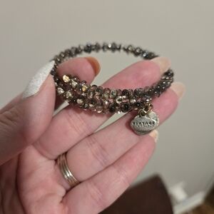 Alex & Ani Vintage 66 Collection Grey Beaded Wrap Bracelet